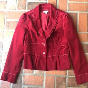 Ruby red women’s blazer from Anthropologie